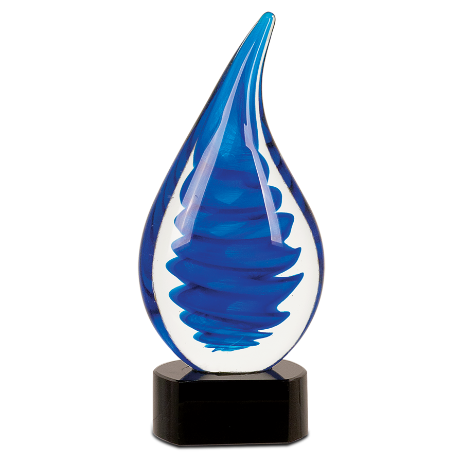 Personalize Blue Twist Raindrop Art Glass 10 1/4