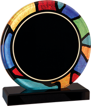 Load image into Gallery viewer, Custom Stained Glass Round Acrylic with Black Base, Personalized Engraving Gifts shipped from USA.