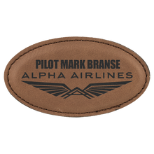 Load image into Gallery viewer, Custom Laserable Leatherette Oval Badge with Magnet, Personalized Engraving Gifts shipped from USA.