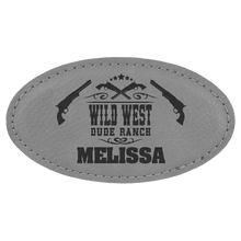 Load image into Gallery viewer, Custom Laserable Leatherette Oval Badge with Magnet, Personalized Engraving Gifts shipped from USA.