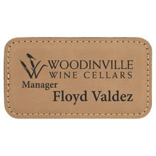 Load image into Gallery viewer, 3 1/4" x 1 3/4" Light Custom Laserable Leatherette Badge with Magnet, Personalized Engraving Gifts shipped from USA.