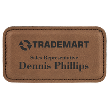 Load image into Gallery viewer, 3 1/4" x 1 3/4" Light Custom Laserable Leatherette Badge with Magnet, Personalized Engraving Gifts shipped from USA.