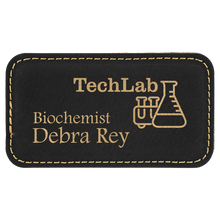 Load image into Gallery viewer, 3 1/4" x 1 3/4" Light Custom Laserable Leatherette Badge with Magnet, Personalized Engraving Gifts shipped from USA.