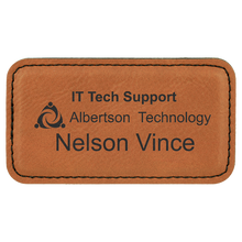 Load image into Gallery viewer, 3 1/4" x 1 3/4" Light Custom Laserable Leatherette Badge with Magnet, Personalized Engraving Gifts shipped from USA.