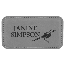 Load image into Gallery viewer, 3 1/4" x 1 3/4" Light Custom Laserable Leatherette Badge with Magnet, Personalized Engraving Gifts shipped from USA.