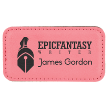 Load image into Gallery viewer, 3 1/4" x 1 3/4" Light Custom Laserable Leatherette Badge with Magnet, Personalized Engraving Gifts shipped from USA.