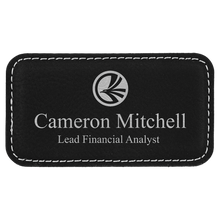Load image into Gallery viewer, 3 1/4" x 1 3/4" Light Custom Laserable Leatherette Badge with Magnet, Personalized Engraving Gifts shipped from USA.