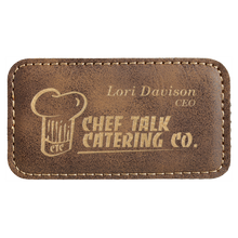 Load image into Gallery viewer, 3 1/4" x 1 3/4" Light Custom Laserable Leatherette Badge with Magnet, Personalized Engraving Gifts shipped from USA.