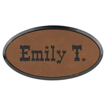 Load image into Gallery viewer, Custom Laserable Leatherette Oval Badge &amp; Frame
