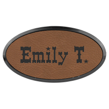 Load image into Gallery viewer, Custom Laserable Leatherette Oval Badge & Frame, Personalized Engraving Gifts shipped from USA.