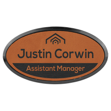 Load image into Gallery viewer, Custom Laserable Leatherette Oval Badge & Frame, Personalized Engraving Gifts shipped from USA.
