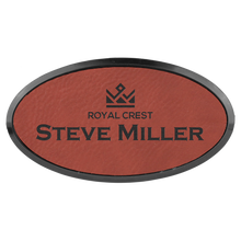 Load image into Gallery viewer, Custom Laserable Leatherette Oval Badge &amp; Frame
