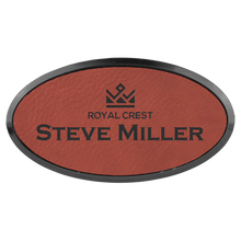 Load image into Gallery viewer, Custom Laserable Leatherette Oval Badge & Frame, Personalized Engraving Gifts shipped from USA.