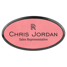 Load image into Gallery viewer, Custom Laserable Leatherette Oval Badge & Frame, Personalized Engraving Gifts shipped from USA.