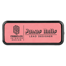 Load image into Gallery viewer, Custom Laserable Leatherette Round Corner Badge & Frame, Personalized Engraving Gifts shipped from USA.