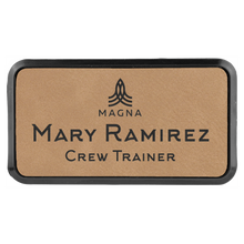 Load image into Gallery viewer, 3" x 1 1/2" Laserable Leatherette Round Corner Badge & Frame, Personalized Engraving Gifts shipped from USA.
