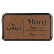 Load image into Gallery viewer, 3" x 1 1/2" Laserable Leatherette Round Corner Badge & Frame, Personalized Engraving Gifts shipped from USA.