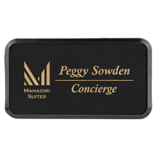 Load image into Gallery viewer, 3" x 1 1/2" Laserable Leatherette Round Corner Badge & Frame, Personalized Engraving Gifts shipped from USA.