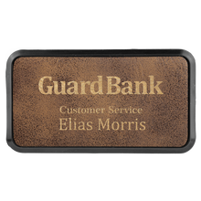 Load image into Gallery viewer, 3" x 1 1/2" Laserable Leatherette Round Corner Badge & Frame, Personalized Engraving Gifts shipped from USA.