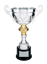 Load image into Gallery viewer, Silver Completed Metal Cup Trophy with free custom plate, Personalized Engraving Gifts shipped from USA.
