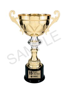Gold Completed Metal Cup Trophy with free custom plate