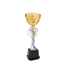 Load image into Gallery viewer, Silver/Gold Completed Metal Cup Trophy with free custom plate
