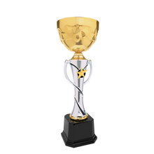 Load image into Gallery viewer, Silver/Gold Completed Metal Cup Trophy with free custom plate
