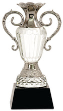 Load image into Gallery viewer, Crystal Cup with Silver Metal Handles on Black Pedestal Base