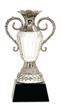 Load image into Gallery viewer, Crystal Cup with Silver Metal Handles on Black Pedestal Base