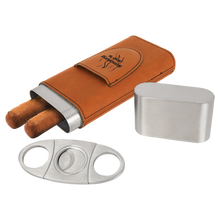 Load image into Gallery viewer, Custom Leatherette Cigar Case with Cutter