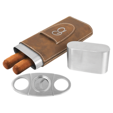 Load image into Gallery viewer, Custom Leatherette Cigar Case with Cutter