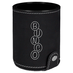 Personalized Laserable Leatherette Dice Cup with 5 Dice