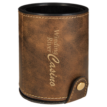 Load image into Gallery viewer, Personalized Laserable Leatherette Dice Cup with 5 Dice, Personalized Engraving Gifts shipped from USA.