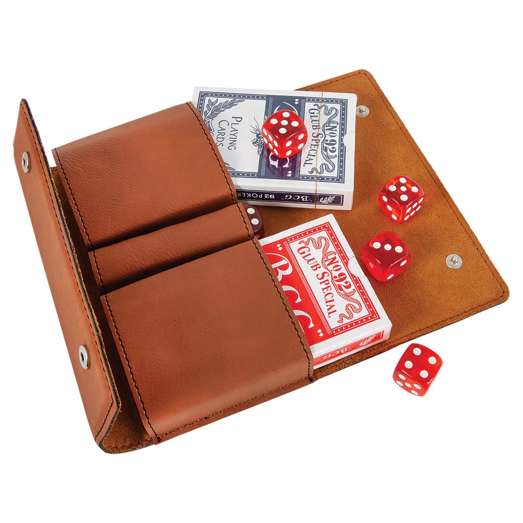Personalized Laserable Leatherette Card & Dice Set