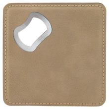 Load image into Gallery viewer, Custom 4&quot; x 4&quot; Square Laserable Leatherette Bottle Opener Coaster
