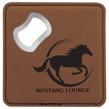 Load image into Gallery viewer, Custom 4" x 4" Square Laser Leatherette Bottle Opener Coaster, Personalized Engraving Gifts shipped from USA.
