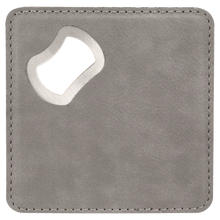 Load image into Gallery viewer, Custom 4&quot; x 4&quot; Square Laserable Leatherette Bottle Opener Coaster
