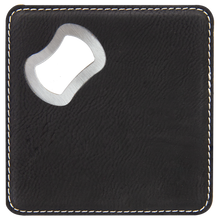 Load image into Gallery viewer, Custom 4" x 4" Square Laser Leatherette Bottle Opener Coaster, Personalized Engraving Gifts shipped from USA.