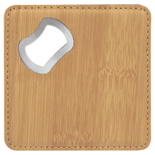 Load image into Gallery viewer, Custom 4" x 4" Square Laser Leatherette Bottle Opener Coaster, Personalized Engraving Gifts shipped from USA.