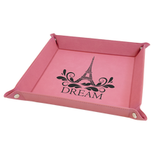 Load image into Gallery viewer, 9" x 9" Custom Laserable Leatherette Snap Up Tray, Personalized Engraving Gifts shipped from USA.
