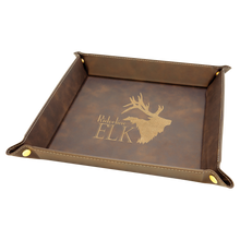 Load image into Gallery viewer, 9" x 9" Custom Laserable Leatherette Snap Up Tray, Personalized Engraving Gifts shipped from USA.