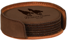 Load image into Gallery viewer, Custom 4" Round Laserable Leatherette 6-Coaster Set, Personalized Engraving Gifts shipped from USA.