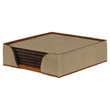 Load image into Gallery viewer, Custom 4" x 4" Square Laser Leatherette 6-Coaster Set, Personalized Engraving Gifts shipped from USA.