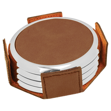 Load image into Gallery viewer, Custom Laserable Leatherette Round 4-Coasters Set
