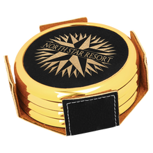Load image into Gallery viewer, Custom Laserable Leatherette Round 4-Coasters Set