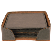 Load image into Gallery viewer, Custom 4&quot; x 4&quot; Square Laserable Leatherette 6-Coaster Set
