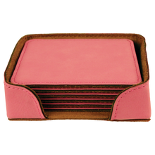 Load image into Gallery viewer, Custom 4" x 4" Square Laser Leatherette 6-Coaster Set, Personalized Engraving Gifts shipped from USA.