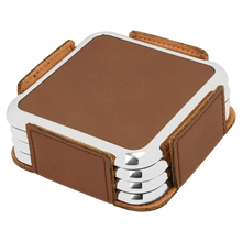 Load image into Gallery viewer, Custom Square Leatherette 4-Coasters Set