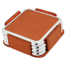 Load image into Gallery viewer, Custom Square Leatherette 4-Coasters Set