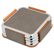 Load image into Gallery viewer, Custom Square Leatherette 4-Coasters Set
